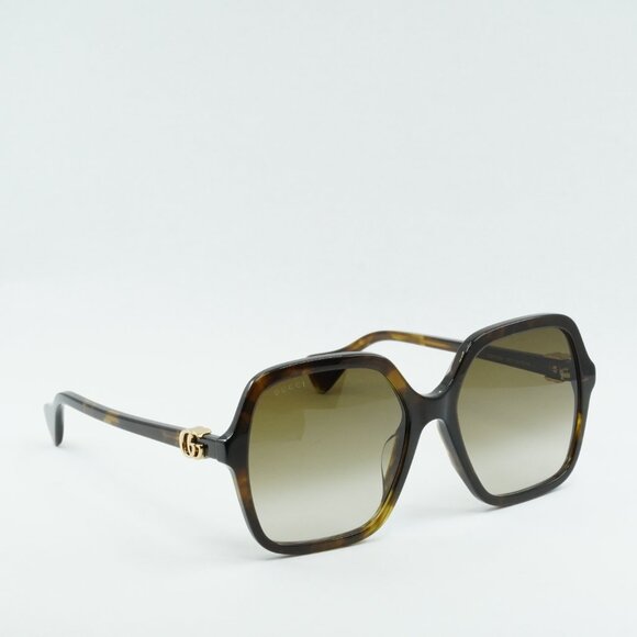 Gucci GG1072S 002 Sunglasses Dark Havana Square Frame, Brown Gradient Lenses main image 6